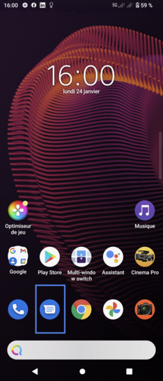 Étape 1 : Sélectionnez l'application Messages depuis l'écran d'accueil.