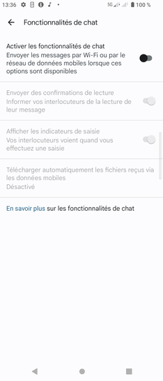 Étape 8 : Le Chat est désactivé. Pour le réactiver, appuyez à nouveau sur ce bouton.
