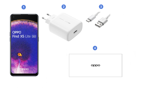 Oppo Find X5 Lite 5G, contenu du coffret.
