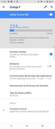 Étape 6 : Les données mobiles sont activées.