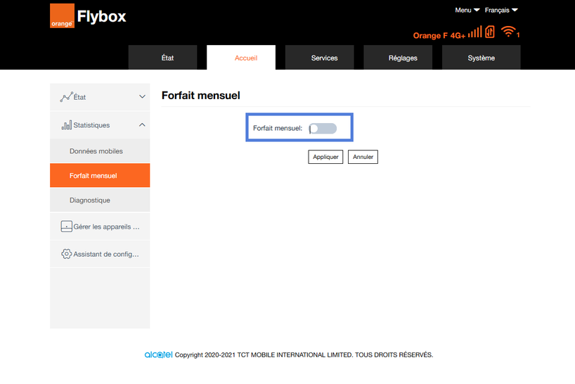 Comment vérifier la consommation sur votre Flybox 4 4G