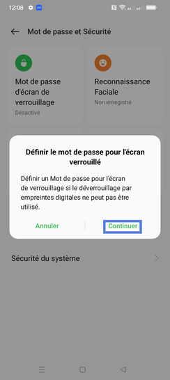 Étape 4 : Poursuivez avec Continuer.