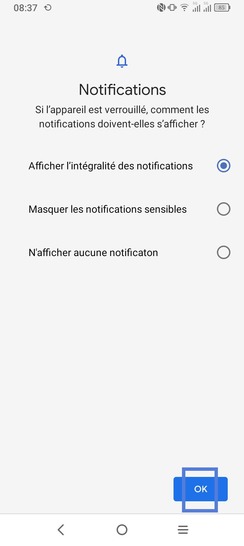 Étape 5 : Paramétrez l'affichage des notifications de l'écran verrouillé.