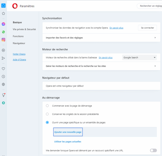 Opera  définir votre page d’accueil  Assistance Orange