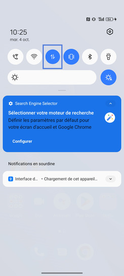 Étape 2 : Sélectionnez le pictogramme correspondant aux données mobiles.