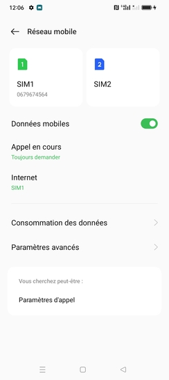 Étape 5 : L'accès à Internet est maintenant géré par l'autre carte SIM.