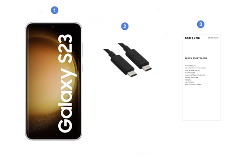 Samsung Galaxy S23 5G, contenu du coffret.