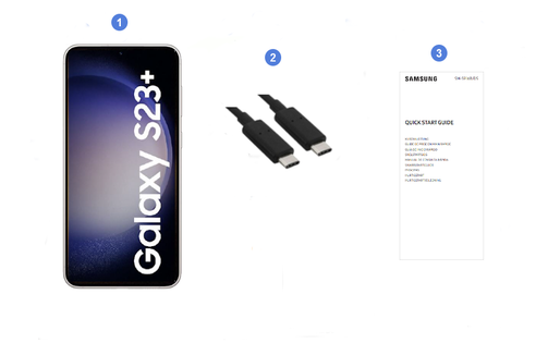 Samsung Galaxy S23+ 5G, contenu du coffret.
