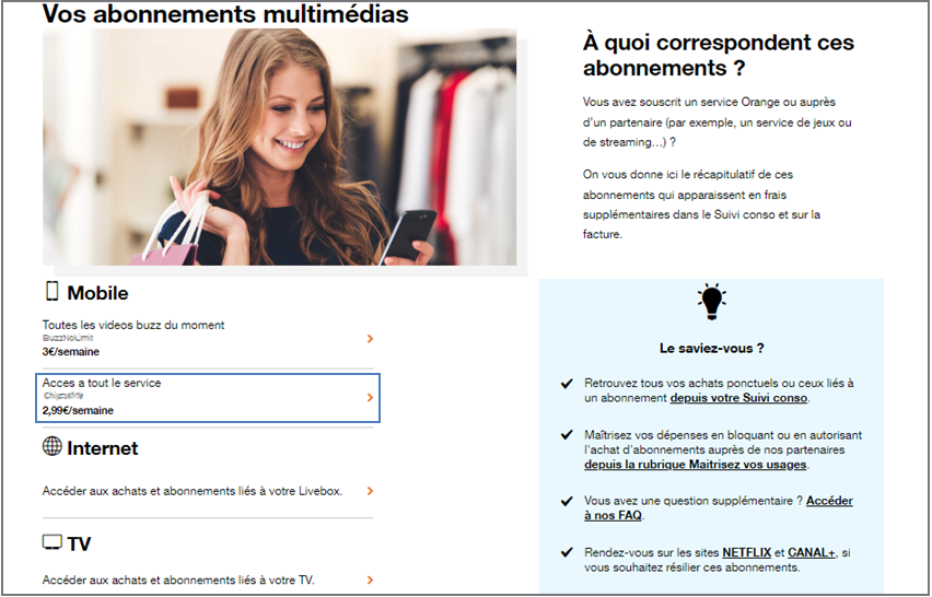Abonnement Multimédia mobile résilier Assistance Orange