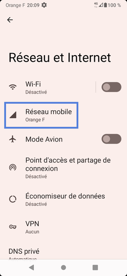 Étape 4 : Cliquez sur Réseau mobile.