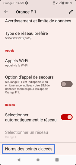 Étape 6 : Sélectionnez Noms des points d'accès.