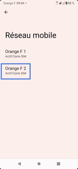 Étape 5 : Sélectionnez la carte SIM souhaitée.