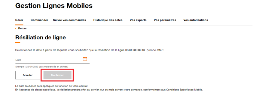 Résilier une ligne mobile ou internet depuis l'Espace Client Pro