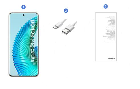 Honor Magic6 Lite 5G, contenu du coffret.