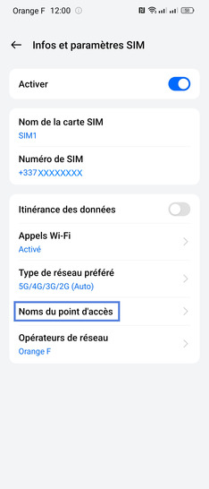 Étape 4 : Allez sur Noms du point d'accès.