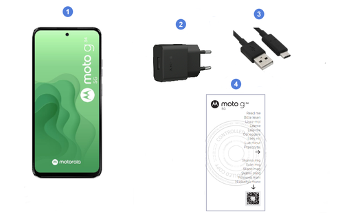 Motorola G34 5G, conetnu du coffret.