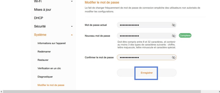 Comment modifier le mot de passe de l'interface administrateur de l