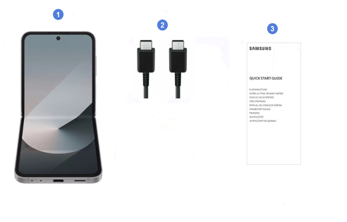 Samsung Galaxy Z Flip6 5G, contenu du coffret.