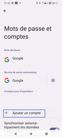 Étape 4 : Sélectionnez Ajouter un compte.