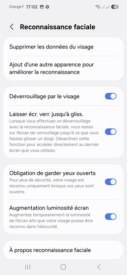 Étape 12 : Votre visage est enregistré et le déverrouillage de l'écran du mobile par Reconnaissance faciale est activé.