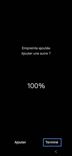 Étape 12 : Enregistrez l'empreinte avec Terminé.