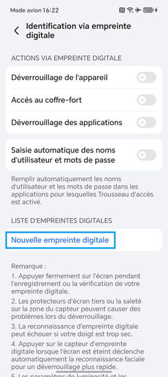 Étape 4 : Choisissez Nouvelle Empreinte digitale.