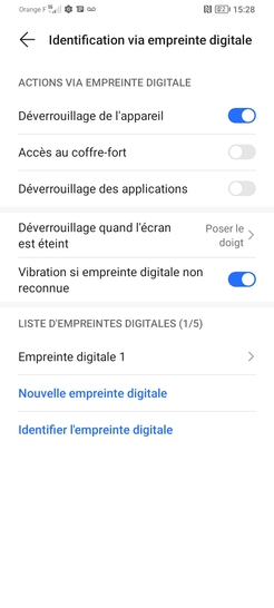 Étape 8 : Le déverrouillage par empreinte digitale est activé.