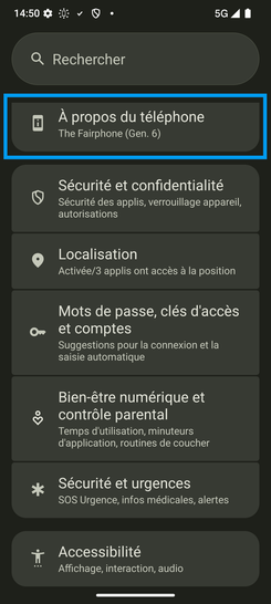 Étape 4 : Allez sur À propos du téléphone.