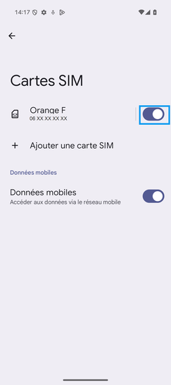 Étape 5 : Faites glisser le curseur Données mobiles vers la gauche pour désactiver la fonction.Par défaut, les données mobiles en France sont activées.