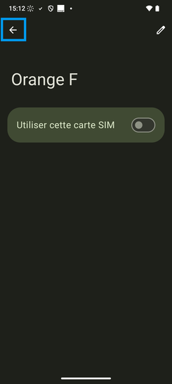 Étape 8 : Sélectionnez le pictogramme flèche pour revenir sur l'écran initial.à ce stade, la carte désignée est déjà désactivée.