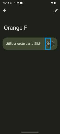 Étape 6 : Allez sur le bouton virtuel (ici, désactivé).il glisse vers la droite.