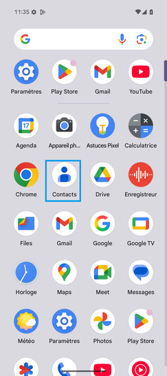 Étape 2 : Cliquez sur Contacts.