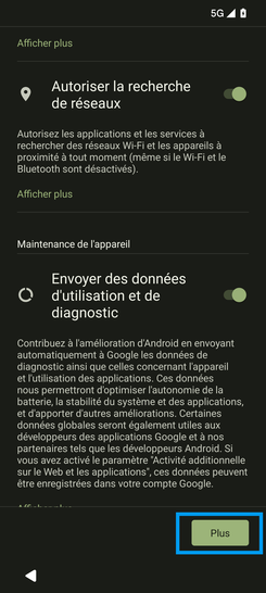 Étape 9 : Prenez connaissance des termes relatifs à la Maintenance de l'appareil et continuez avec Plus.