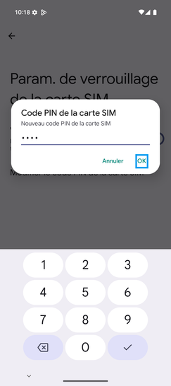 Étape 8 : Saisissez le nouveau code PIN et cliquez sur OK.