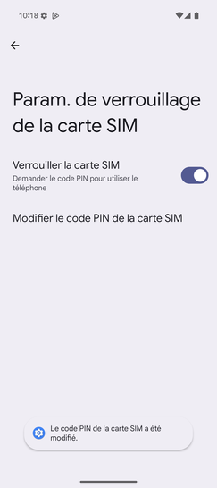 Étape 10 : Le nouveau code PIN est pris en compte.Votre code PIN sera désormais requis à chaque redémarrage de votre appareil, vous offrant ainsi une couche supplémentaire de sécurité. Nous comprenons l'importance de protéger votre vie privée et nous sommes ravis de vous aider à renforcer la sécurité de votre mobile.