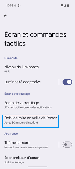 Étape 4 : Sélectionnez Délai de mise en veille de l'écran.