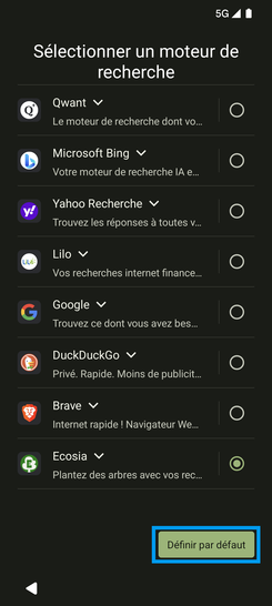Étape 16 : Terminez avec Définir par défaut.l'écran suivant affiche Définition d'un code, dans le cadre de notre démonstration, sélectionnez Ignorer.