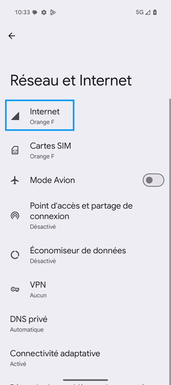 Étape 4 : Allez sur Internet.