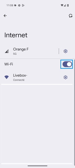 Étape 5 : Faites glisser le curseur Wi-Fi vers la gauche pour désactiver la fonction.