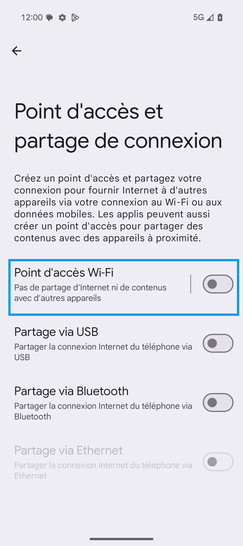 Étape 5 : Cliquez sur Point d'accès Wi-Fi.