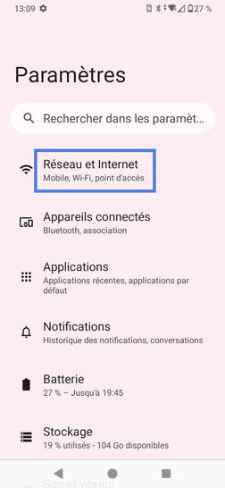 Étape 3 : Allez sur Réseau et internet.