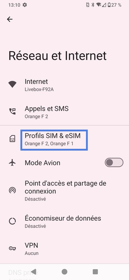 Étape 4 : Sélectionnez Profils SIM & eSIM.