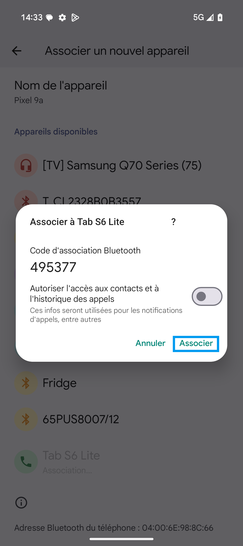 Étape 6 : Cliquez sur Associer.