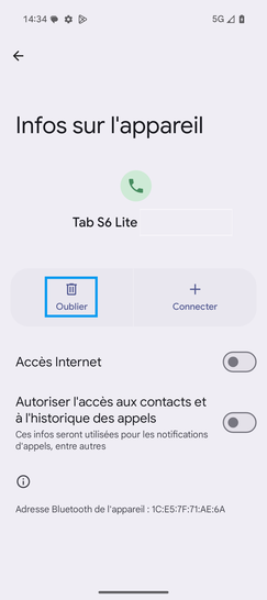 Étape 9 : Cliquez sur Oublier.