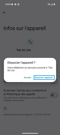 Étape 10 : Confirmez la dissociation.