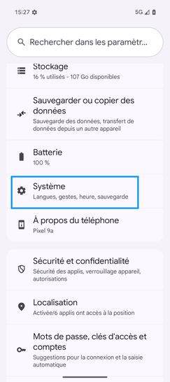 Étape 3 : Allez sur Système.