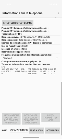 Étape 6 : Consultez le numéro : les coordonnées affichées doivent être : +33689004000.Si celui-ci est différent :- Appuyez dans le champs SMSC.- Saisissez le numéro du centre de message pour Orange (cité plus haut).- Appuyez sur Mise à jour pour valider la modification.- Sélectionnez le bouton virtuel Home pour revenir sur l'écran d'accueil.Nous sommes là pour vous accompagner dans chaque étape et nous assurer que votre expérience de communication est fluide et sans tracas.