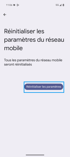 Étape 6 : Cliquez sur Réinitialiser les paramètres.