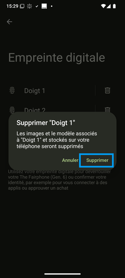 Étape 9 : Confirmez avec Supprimer.