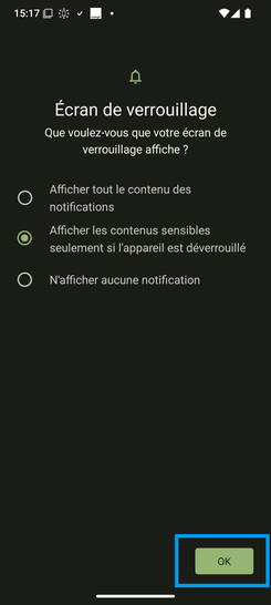 Étape 8 : Poursuivez avec OK.